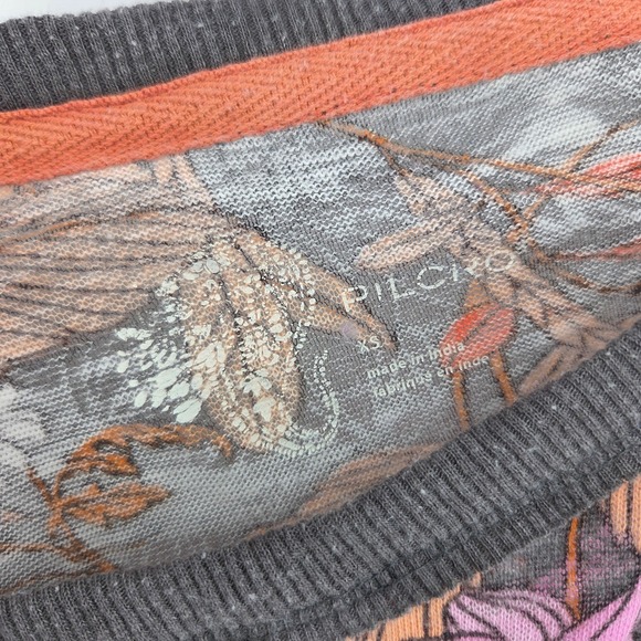 PILCRO Top XS Muted Floral Print Pink Orange Boho Indie - Picture 4 of 7